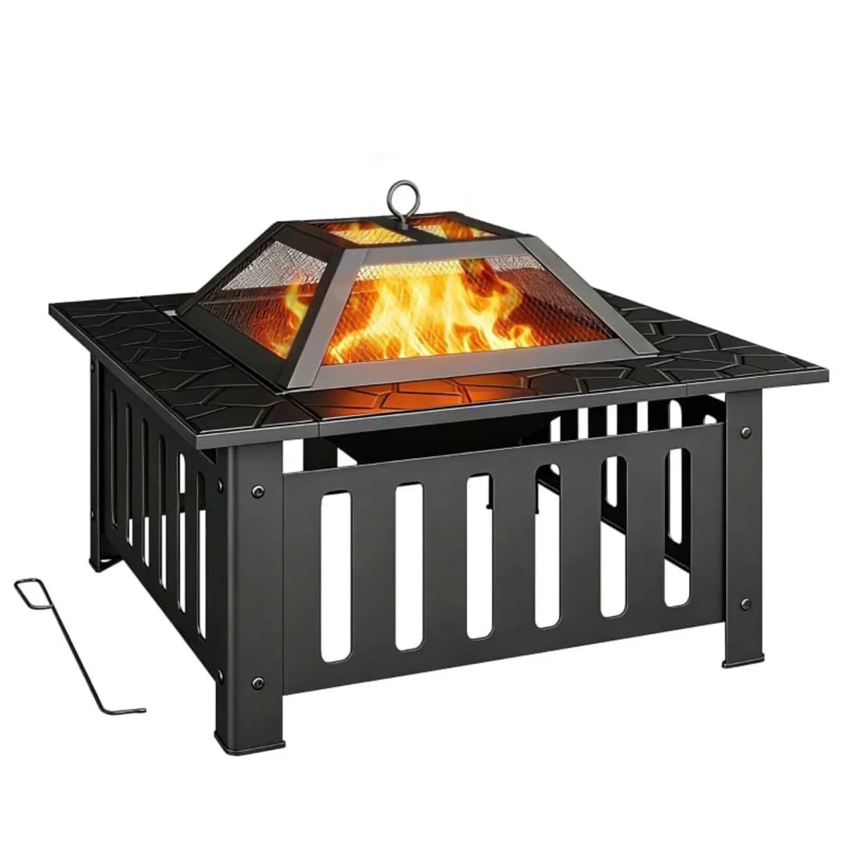 Steel Fire Bowl Fire Pit with Spark Guard Poker fo - Image 4