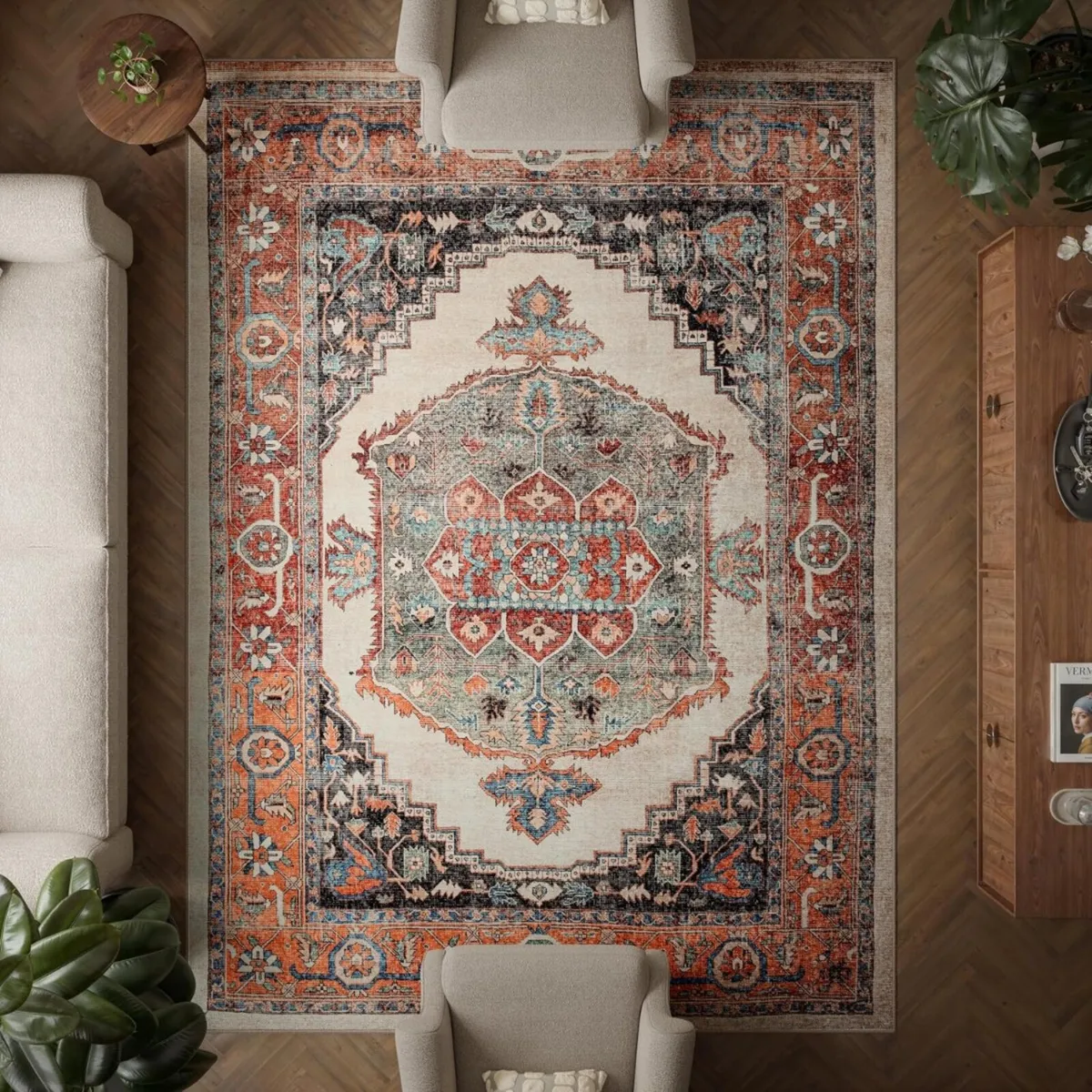 Washable Rug 75% Recycled Cotton Short Pile - Image 1