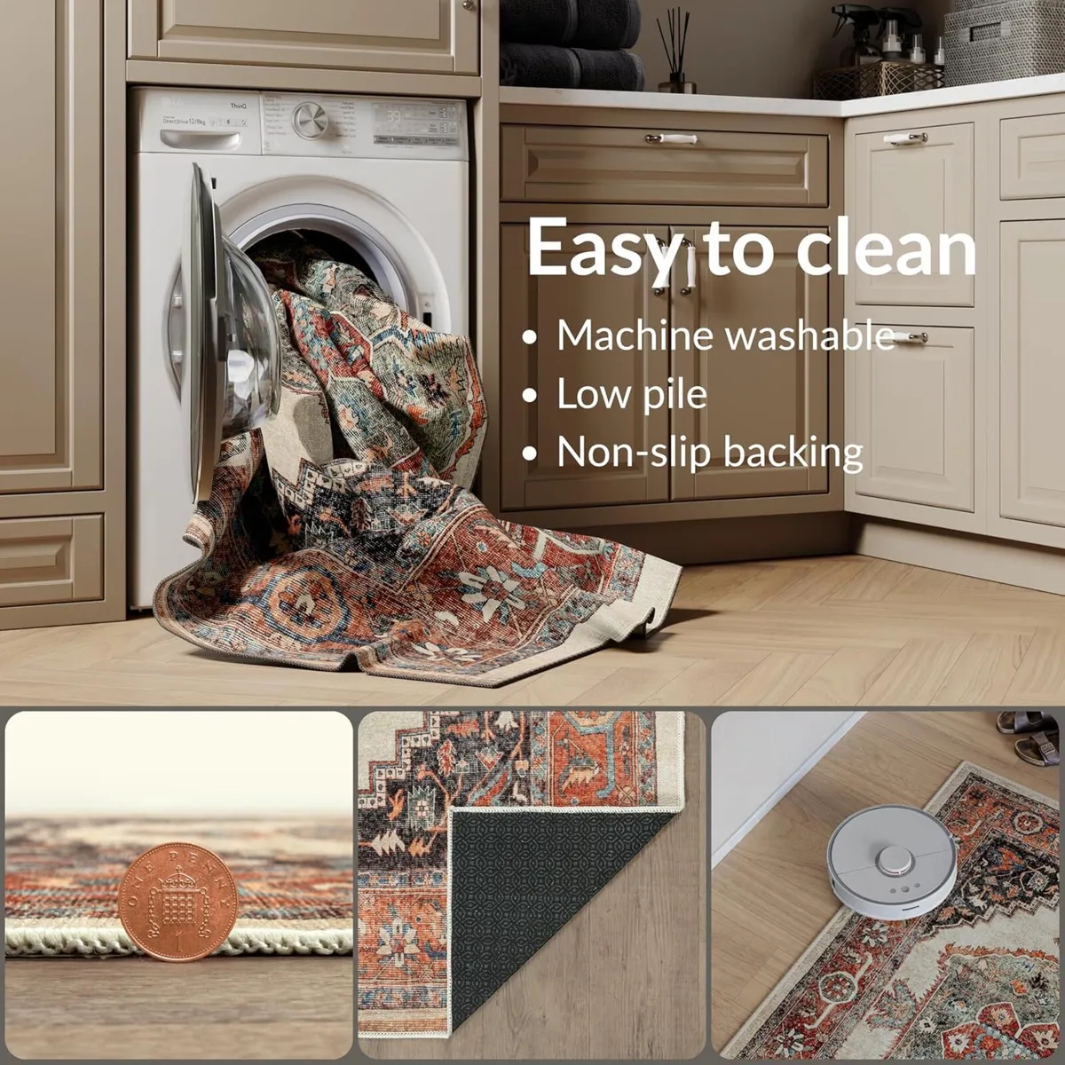 Washable Rug 75% Recycled Cotton Short Pile - Image 4