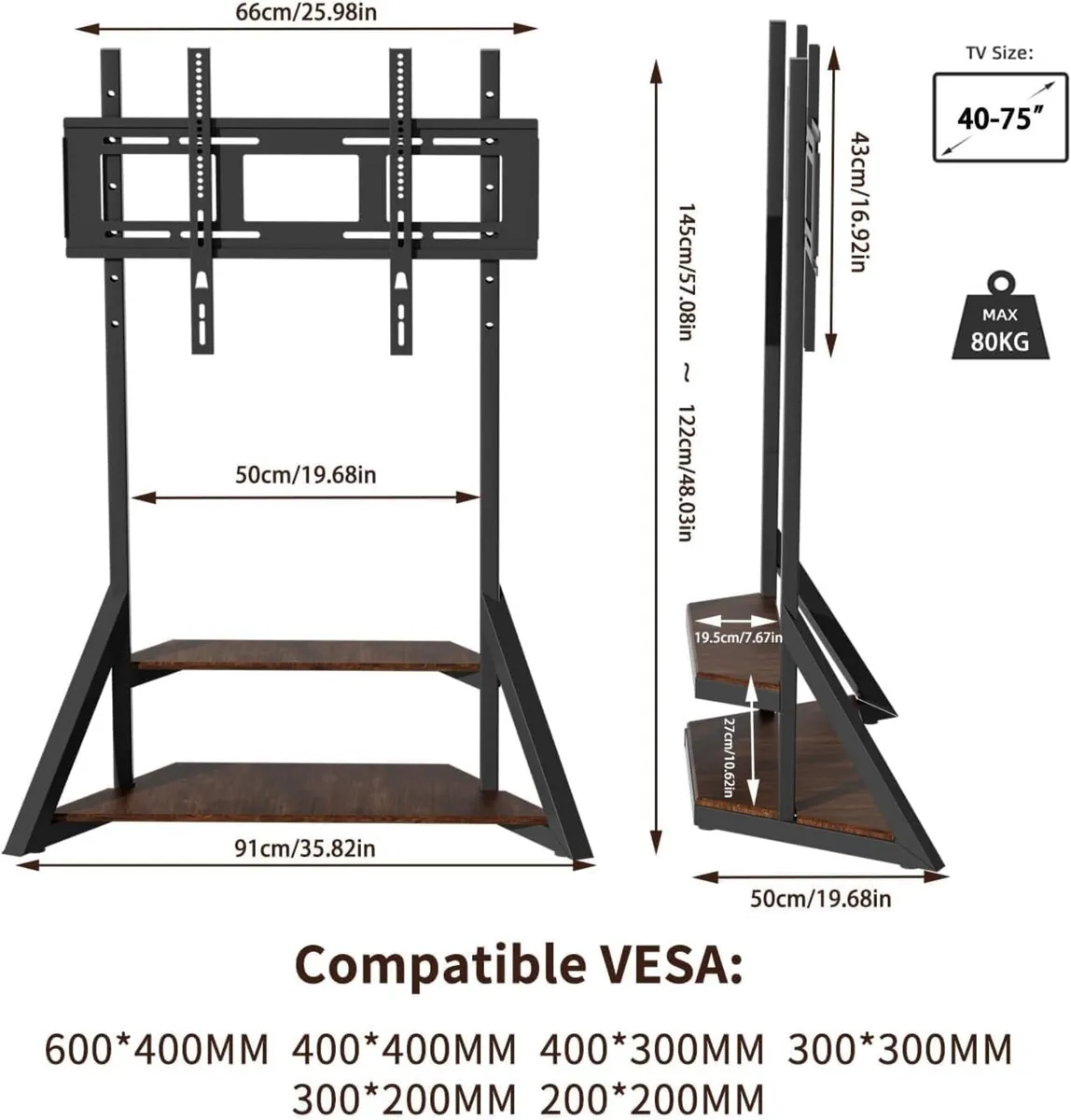 Floor TV Stand with Shelves - Image 2
