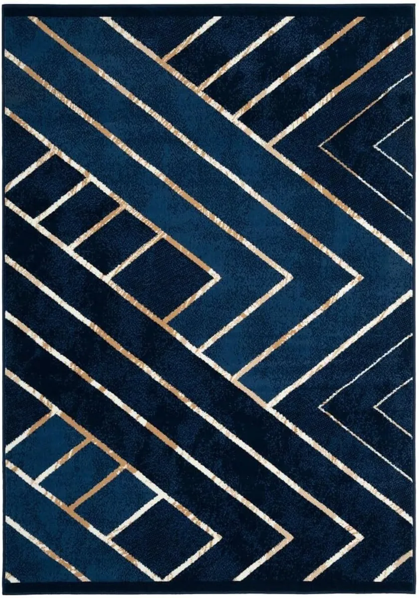 Modern Art Deco Living Room Area Rug Striped - Image 1