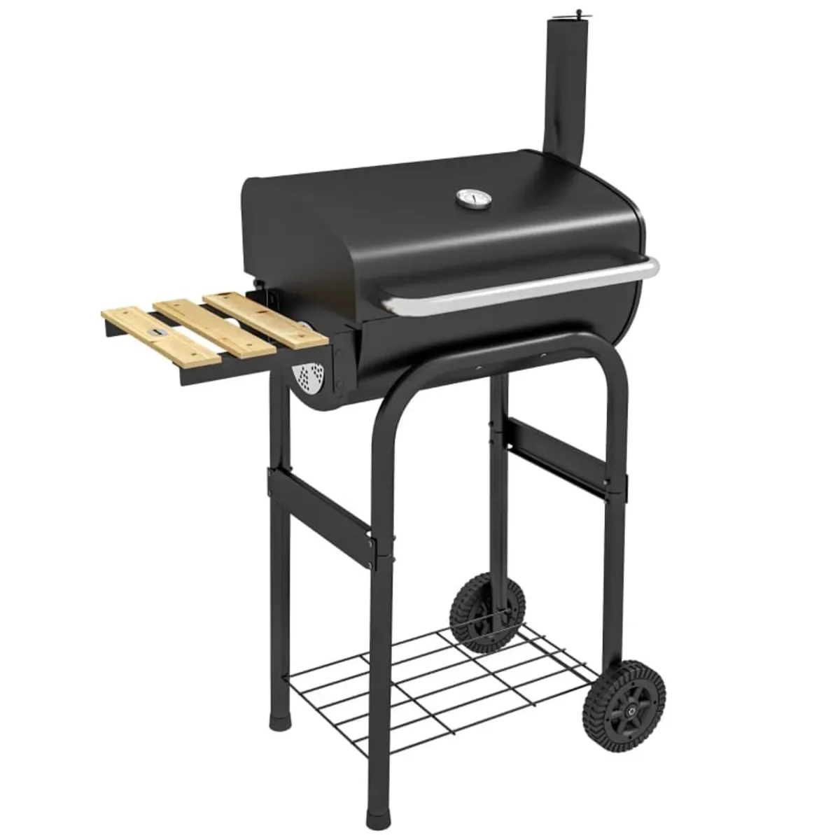 Charcoal BBQ, with Thermometer, Shelves and Wheels - Image 1