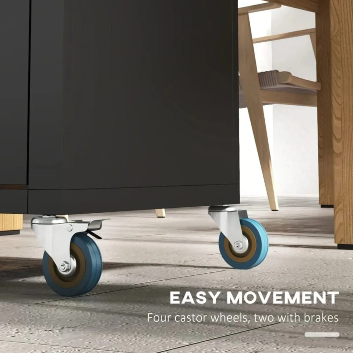 Black Metal Kitchen Island on Wheels, Rolling Trol - Image 3