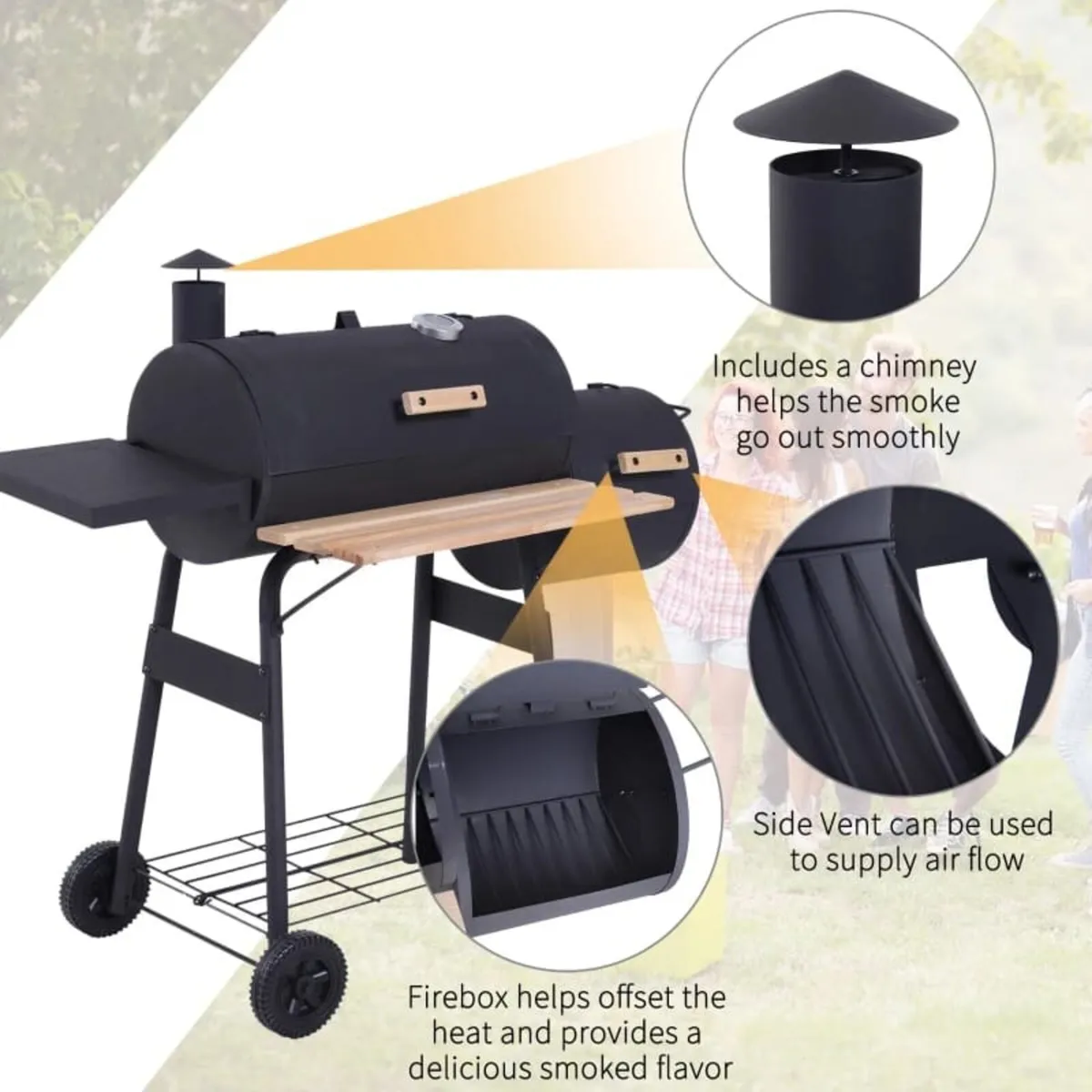 Portable Charcoal BBQ Grill, Cold-rolled Steel, So - Image 3