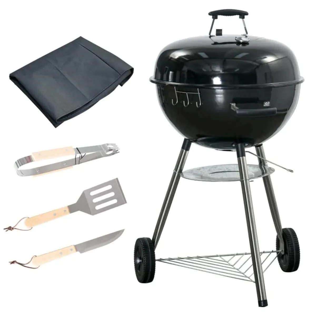 Kettle Grill with Knife, Turner, and Grill Tongs, - Image 1