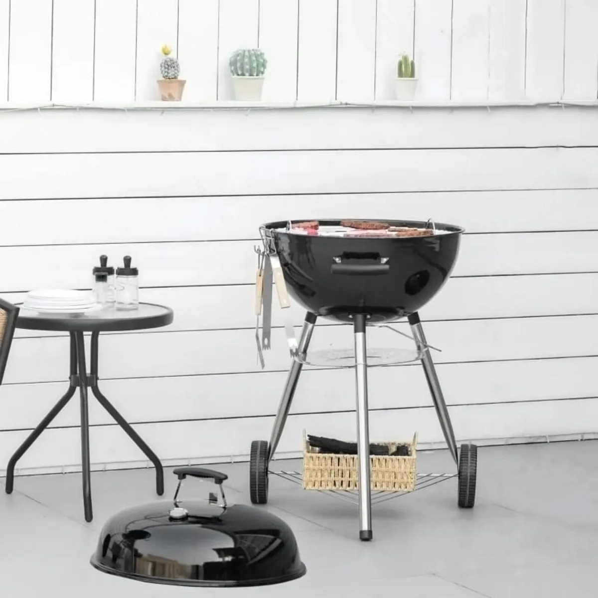 Kettle Grill with Knife, Turner, and Grill Tongs, - Image 2