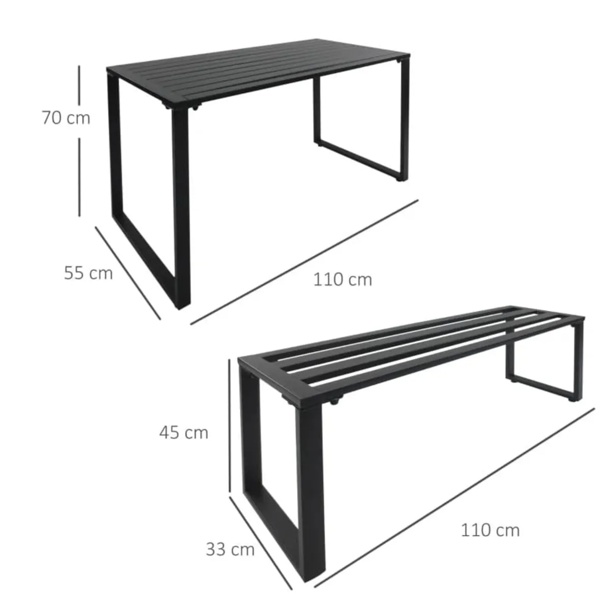 3 Pieces Picnic Bench Set with Table and 2 Benches - Image 4