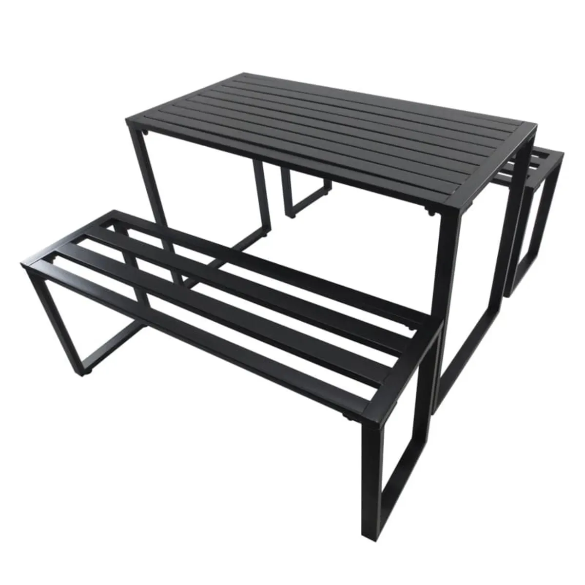 3 Pieces Picnic Bench Set with Table and 2 Benches - Image 1