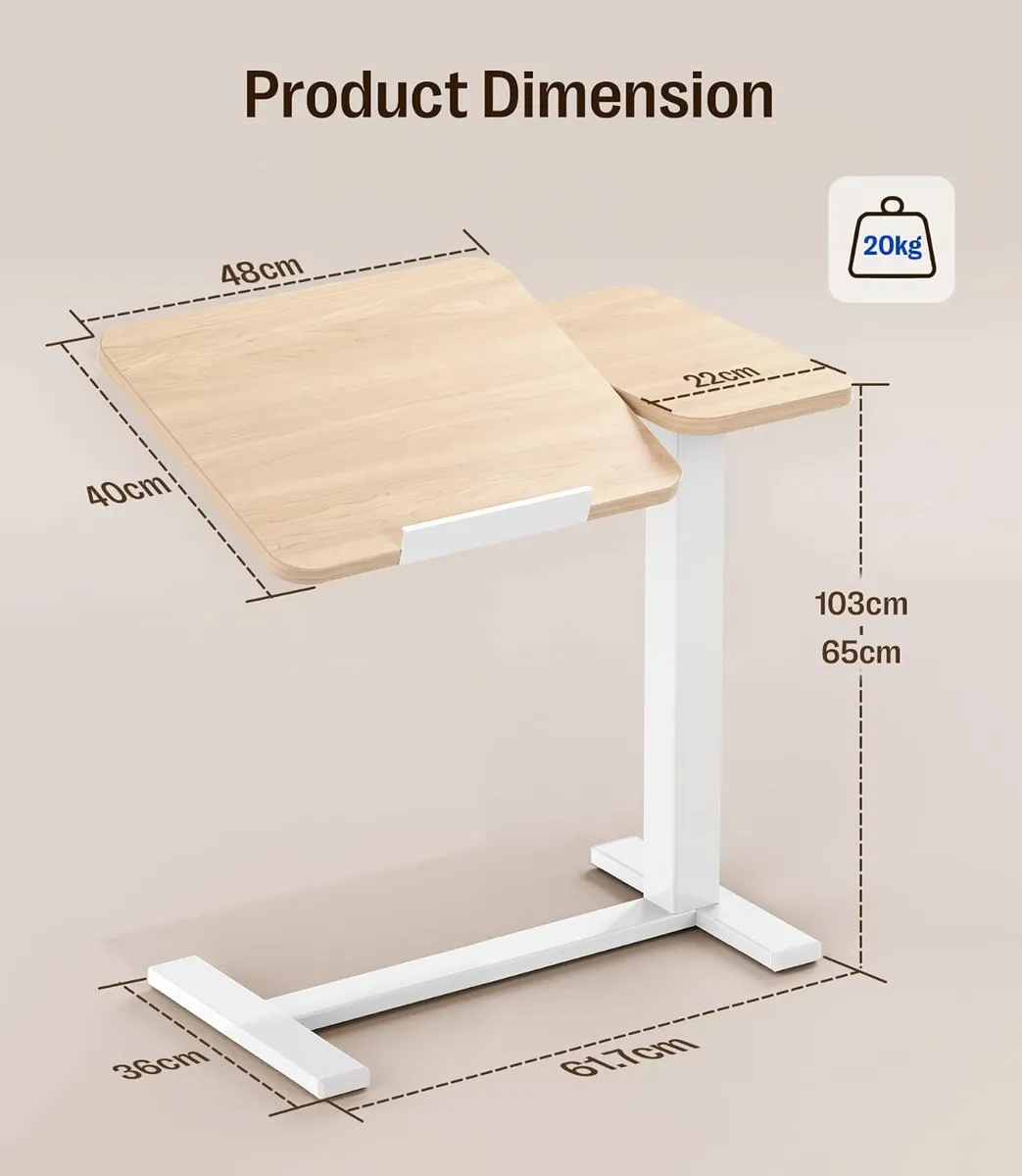 Fit Dual Overbed Table with Wheels C-Shape Bedside - Image 2