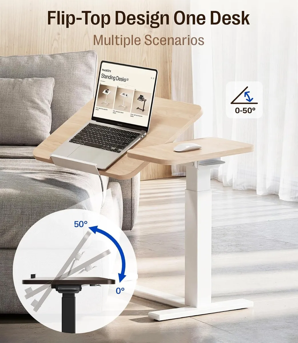 Fit Dual Overbed Table with Wheels C-Shape Bedside - Image 3