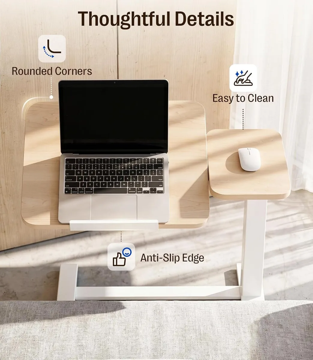 Fit Dual Overbed Table with Wheels C-Shape Bedside - Image 4