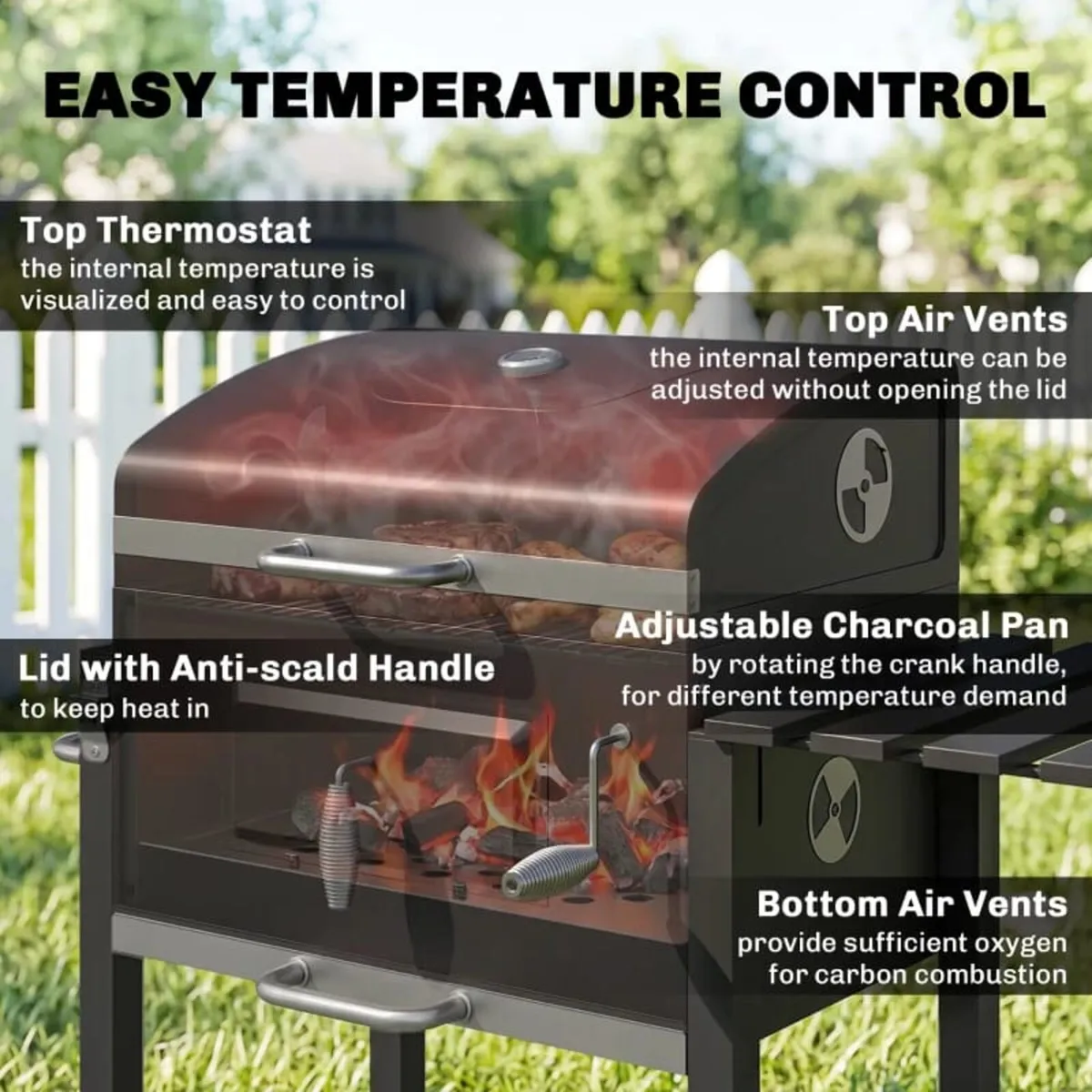 Charcoal Grill, with Height-Adjustable Coal Pan - - Image 3
