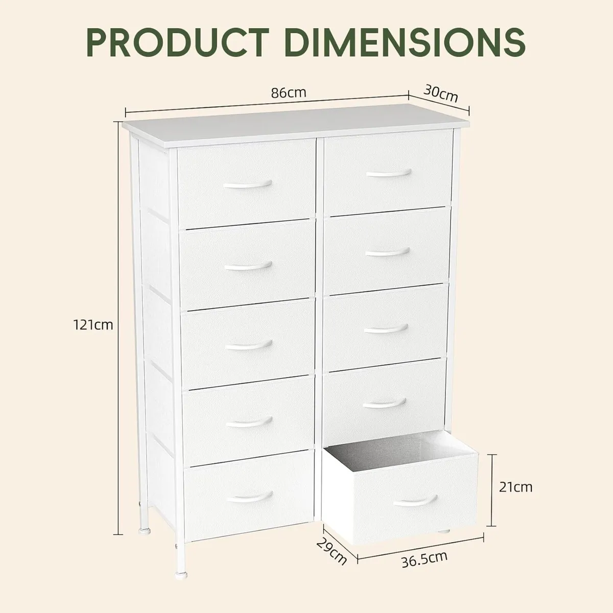Chest of Drawers for Bedroom 10 Drawer Fabric - Image 2