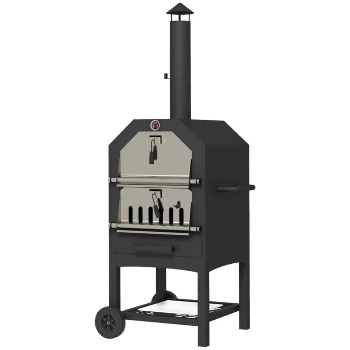 Steel 3-Tier Outdoor Pizza Oven Charcoal BBQ Grill - Image 1