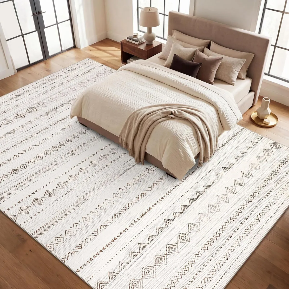 Moroccan Area Rug Washable Camel for Living Room - Image 2