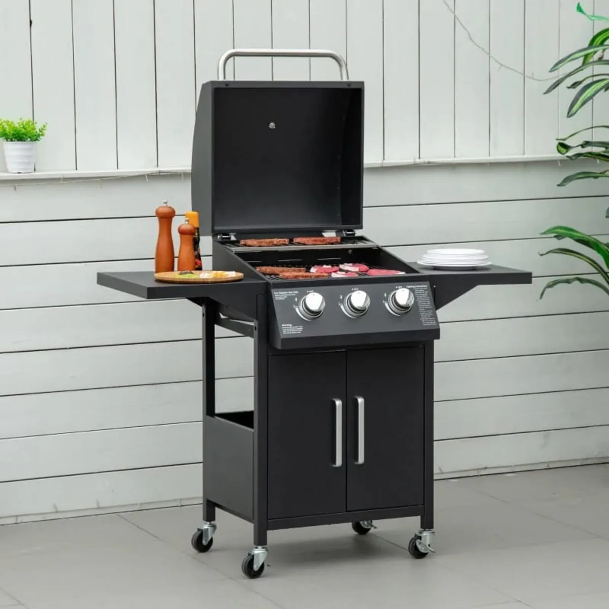 3 Burner Gas BBQ Grill Outdoor Portable Barbecue T - Image 2