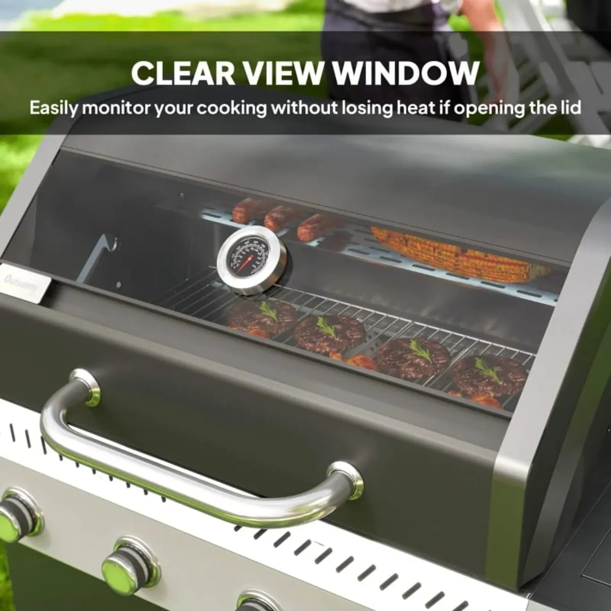 4+1 Burner Gas BBQ Grill with Clear View Lid, Port - Image 3