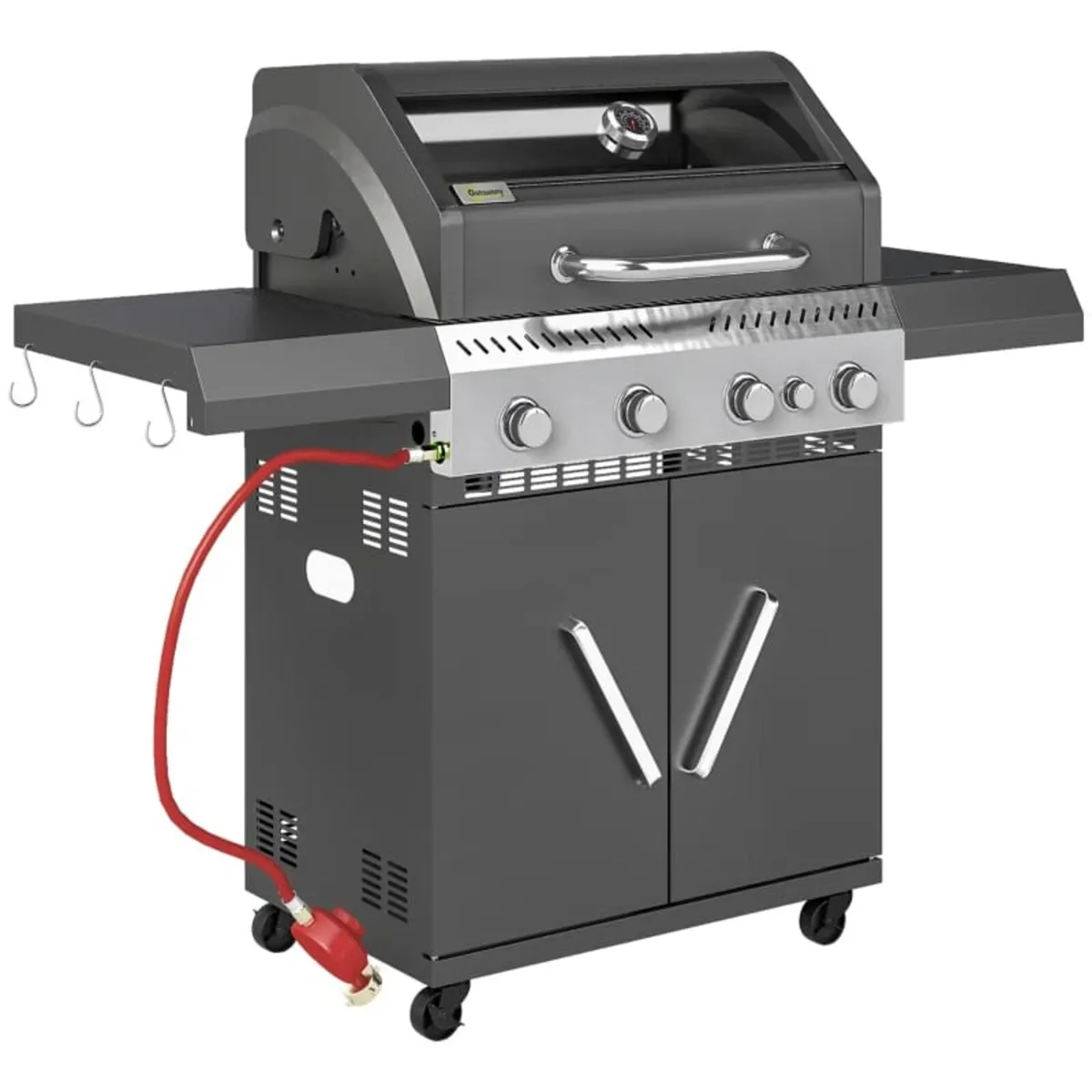 4+1 Burner Gas BBQ Grill with Clear View Lid, Port - Image 1