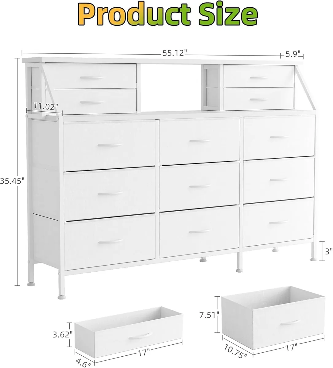 Dresser for Bedroom with 13 Drawers 55” Wide - Image 3
