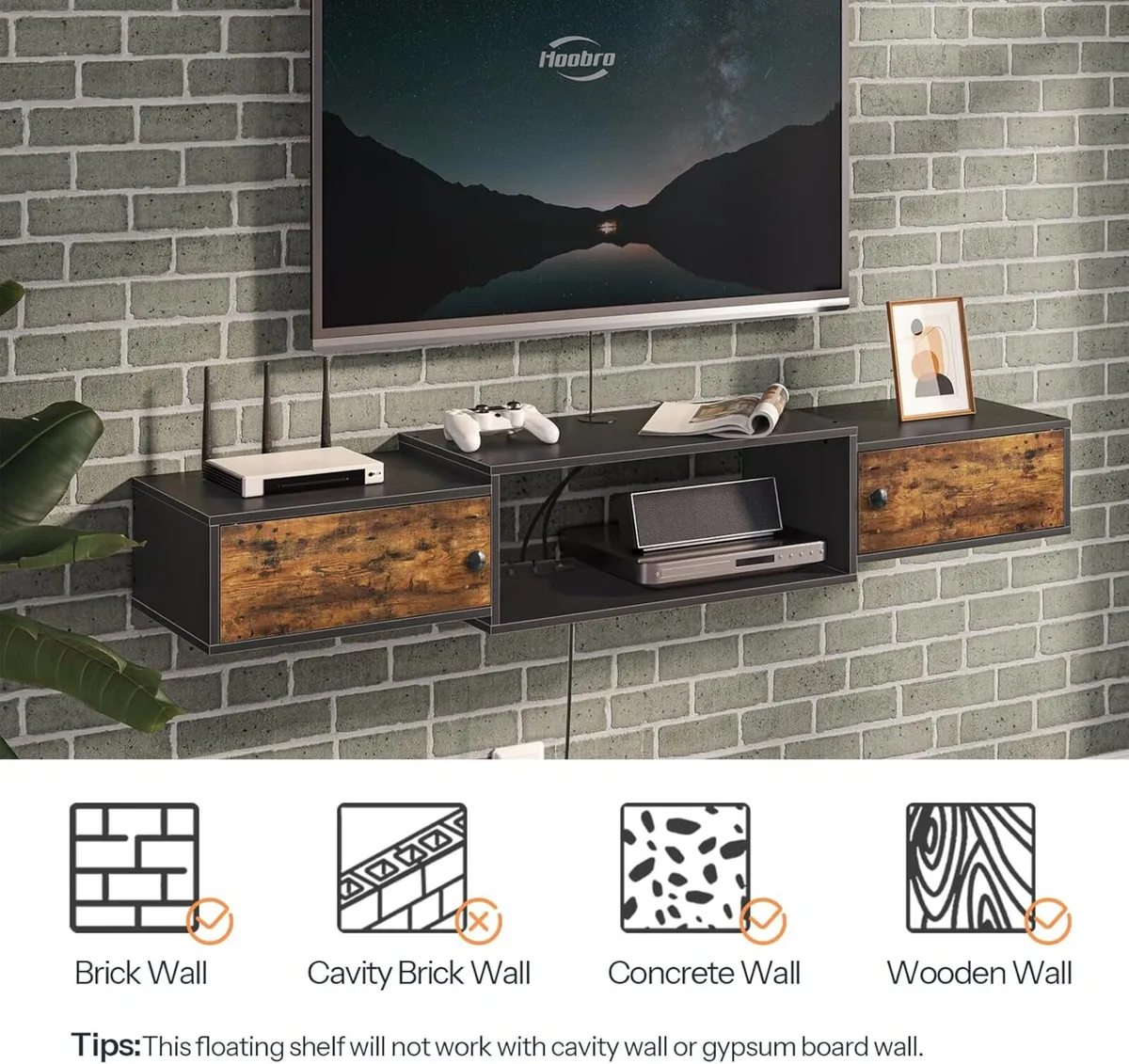 Floating TV Unit Wall Mounted Cabinet with Power - Image 4
