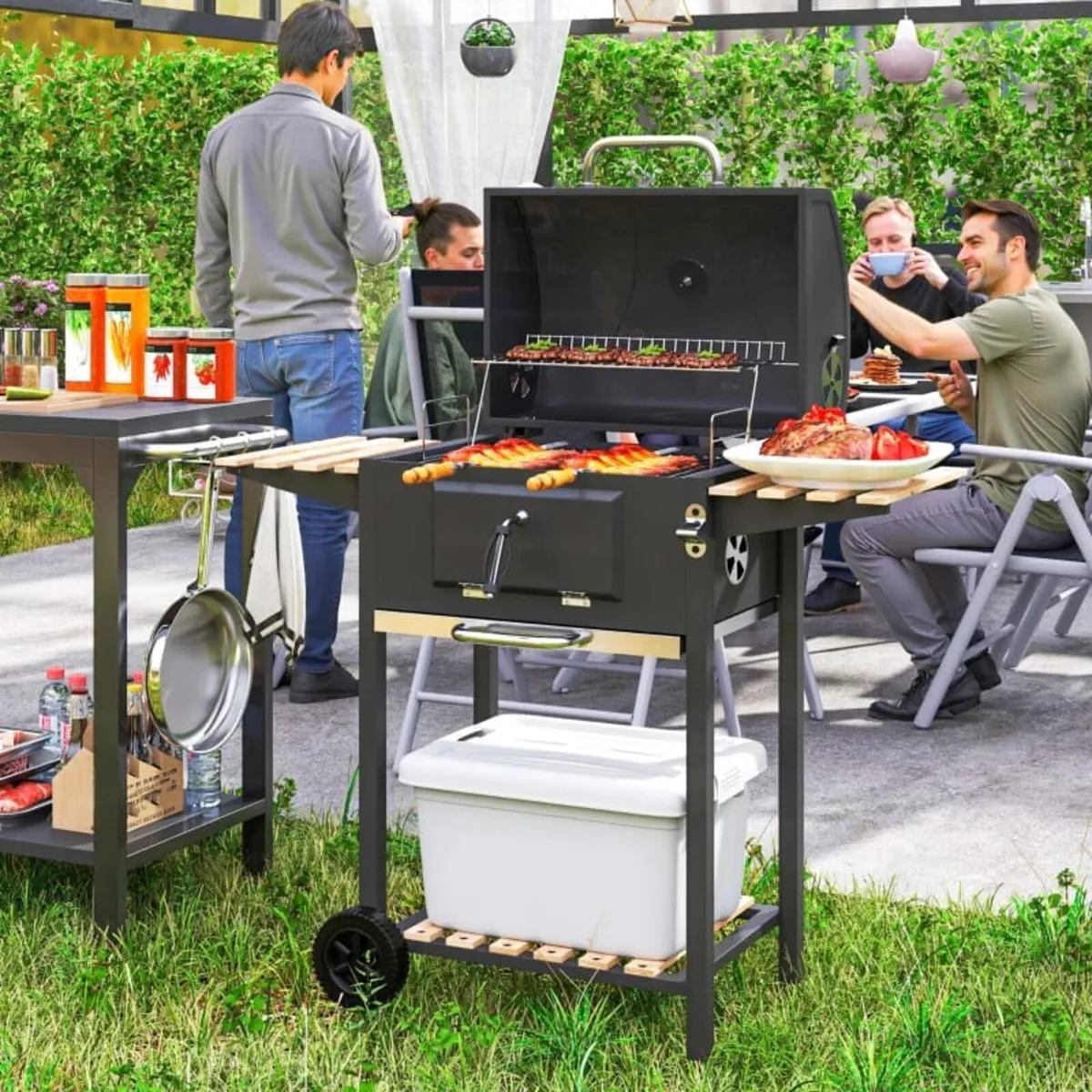 Charcoal BBQ Grill with Height Adjustable Charcoal - Image 2