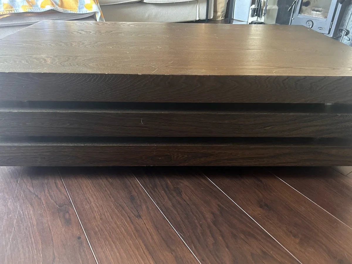 Dark Wood Tiered Coffee Table - Image 1