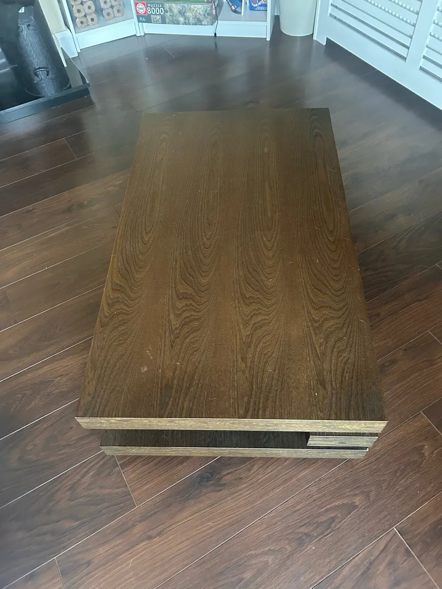 Dark Wood Tiered Coffee Table - Image 3