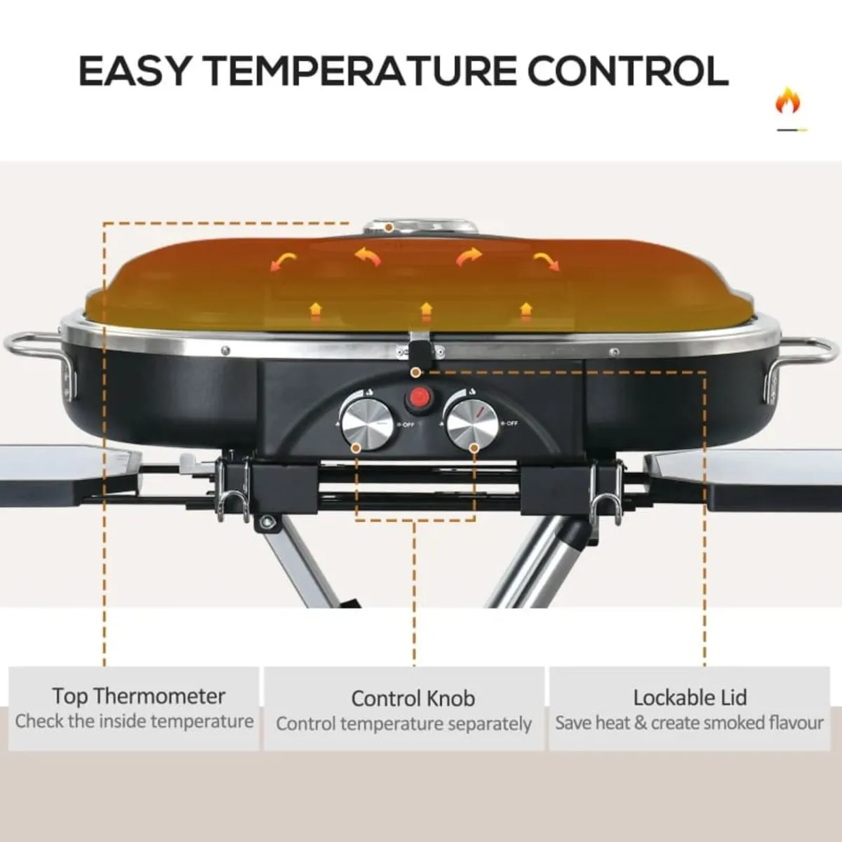 Foldable Gas BBQ Grill 2 Burner Garden Barbecue Tr - Image 2