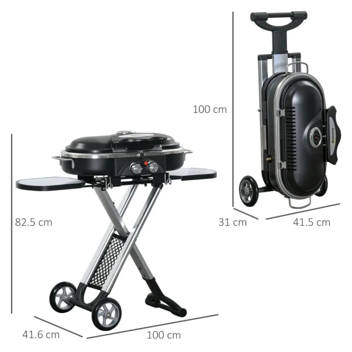 Foldable Gas BBQ Grill 2 Burner Garden Barbecue Tr - Image 3