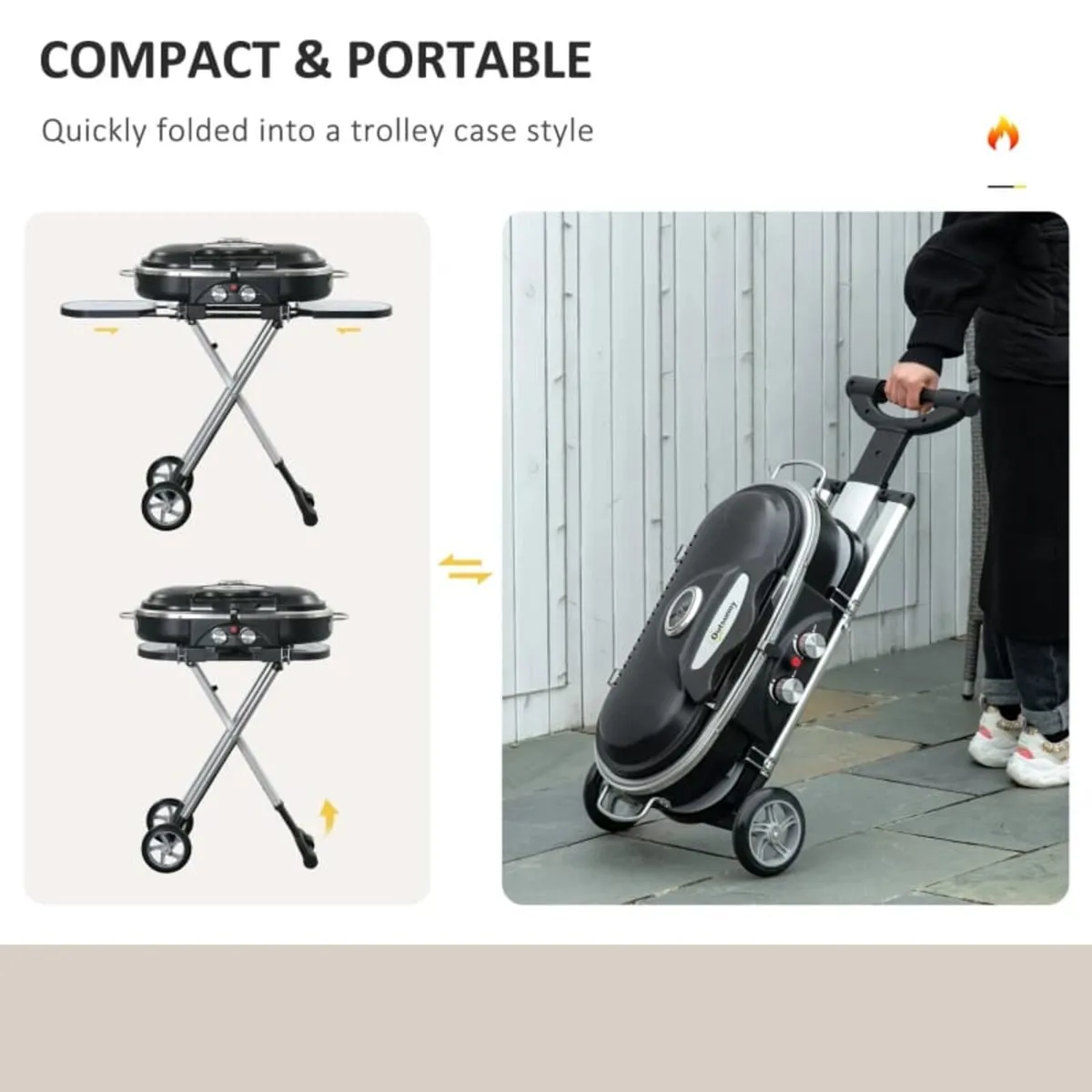 Foldable Gas BBQ Grill 2 Burner Garden Barbecue Tr - Image 4