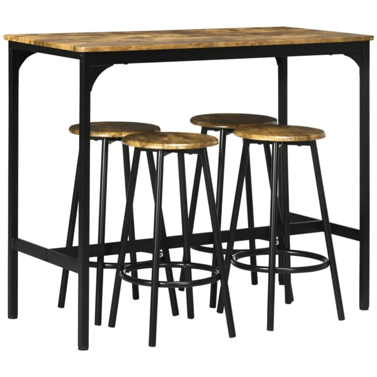 Five-Piece Industrial-Style Bar Table Set - Brown/ - Image 1
