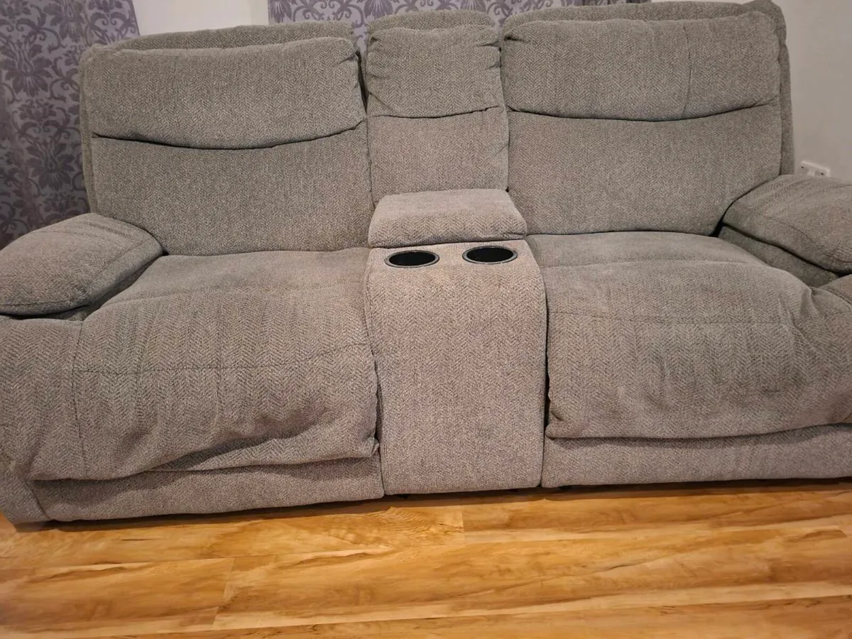 Grey 2 seater reclining couch - Image 1