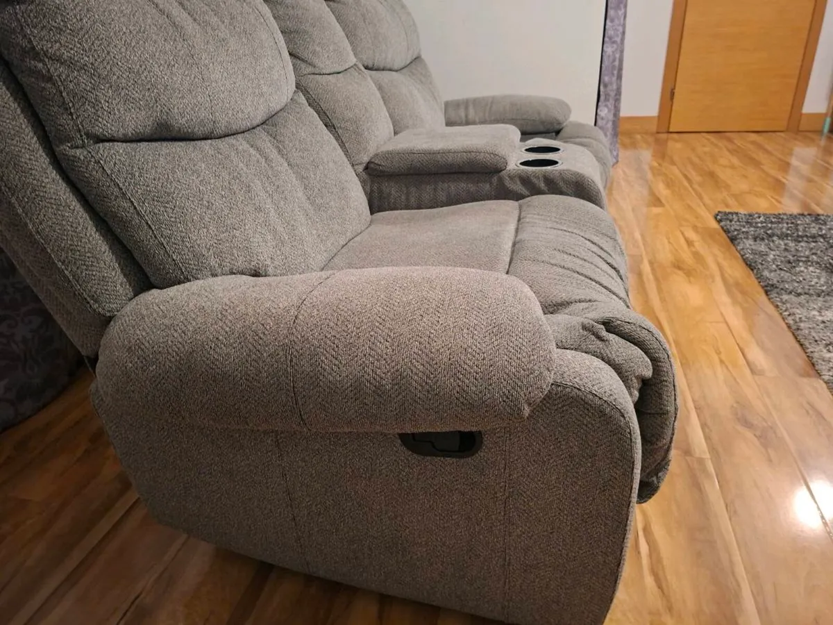 Grey 2 seater reclining couch - Image 2