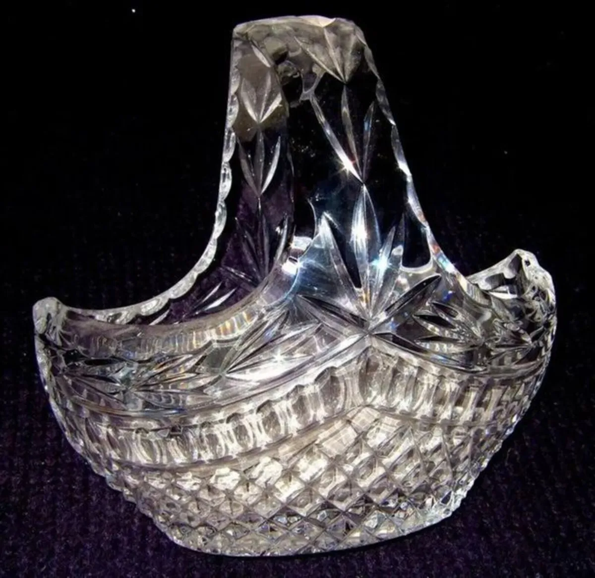 Vintage Harrods Heavy Cut Lead Crystal Basket - Image 2