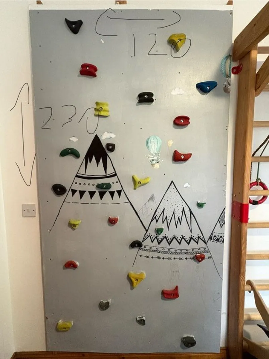 Kids Indoor Climbing Wall - 2 Large Panels With Climbing Holds - Image 3