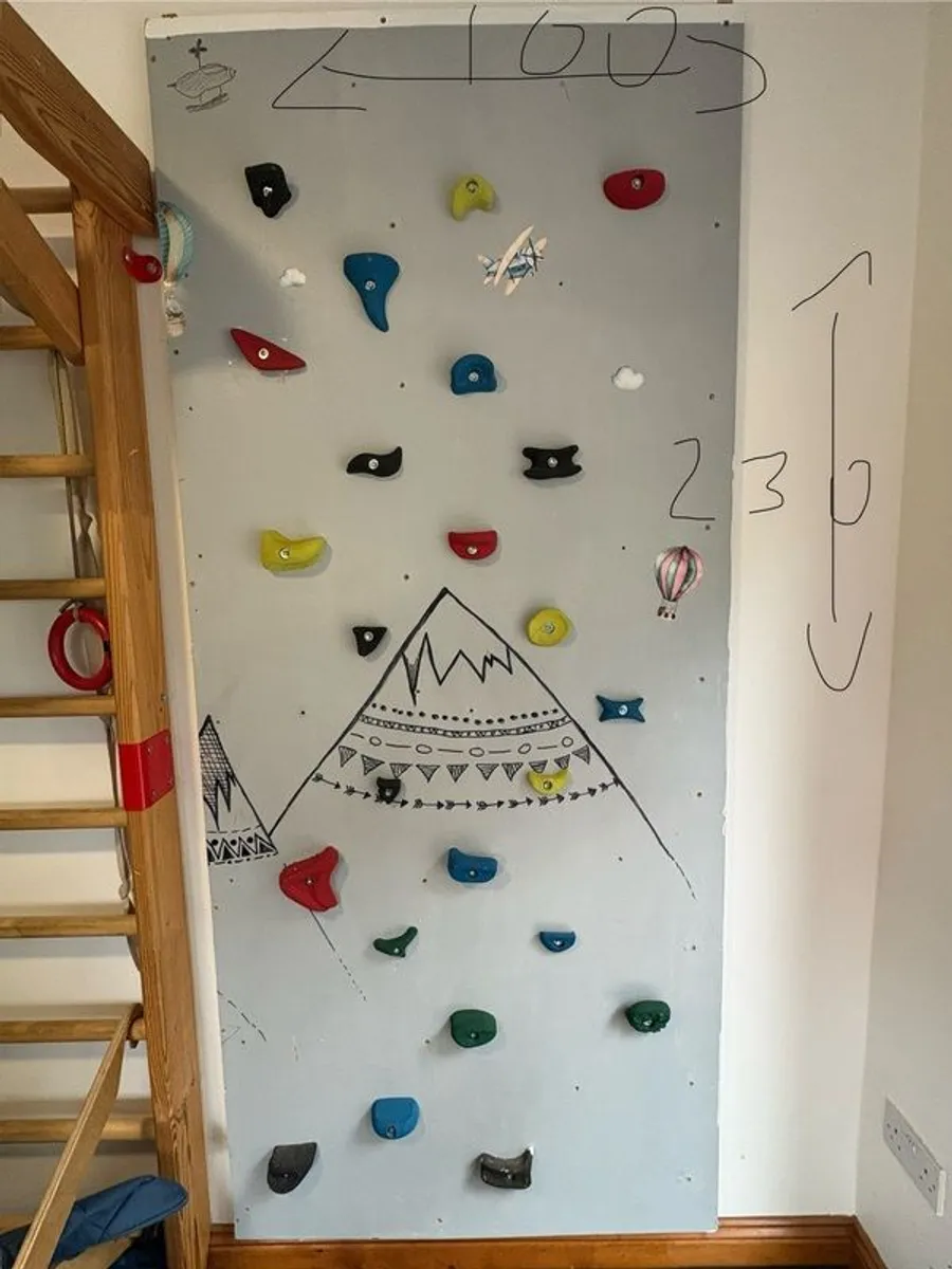 Kids Indoor Climbing Wall - 2 Large Panels With Climbing Holds - Image 2