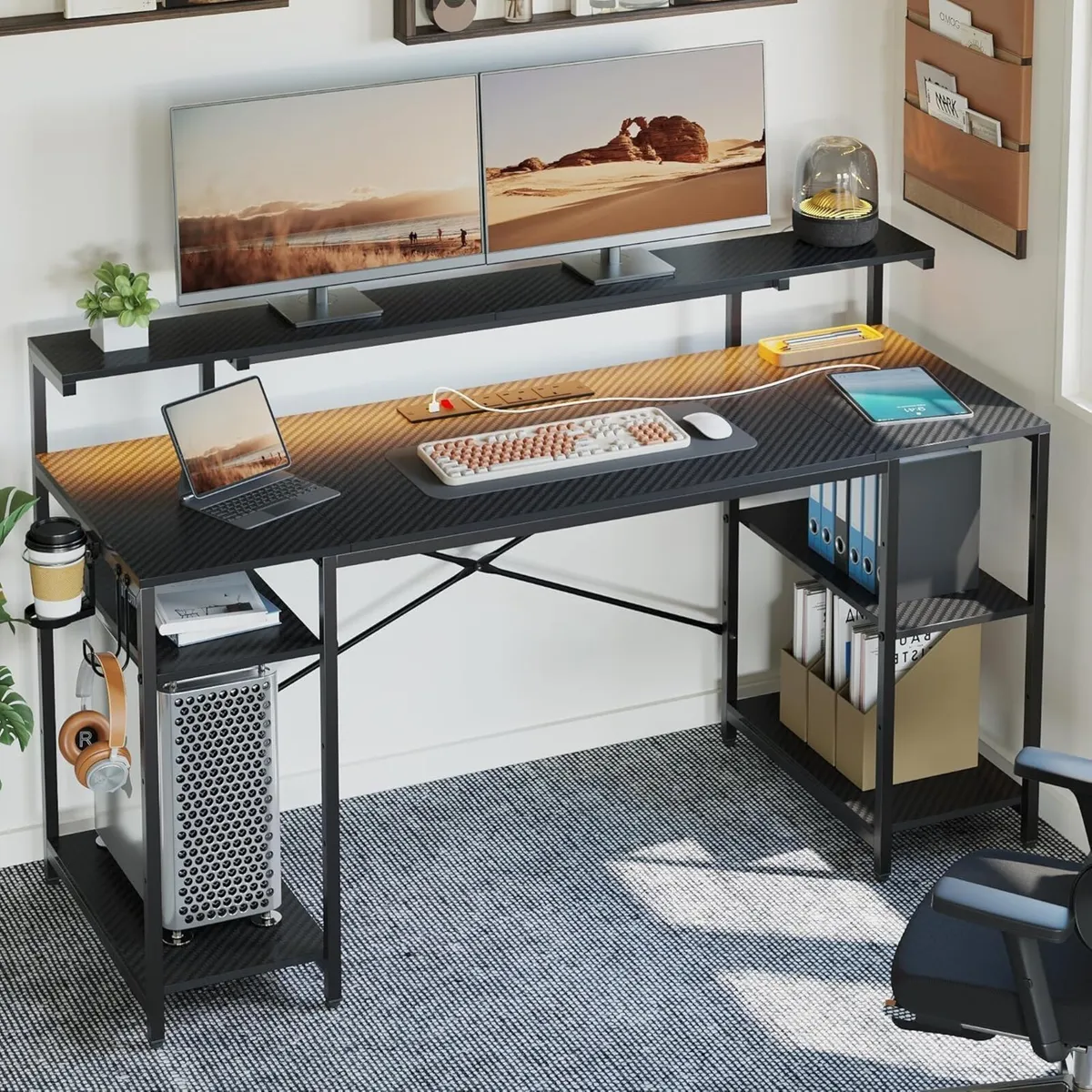 140CM Computer Desk with Power Outlets LED - Image 4