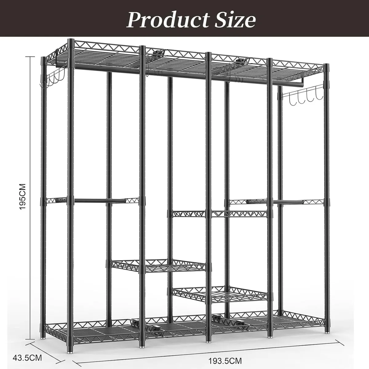 Metal Open Wardrobe Heavy Duty Clothes Rail - Image 4