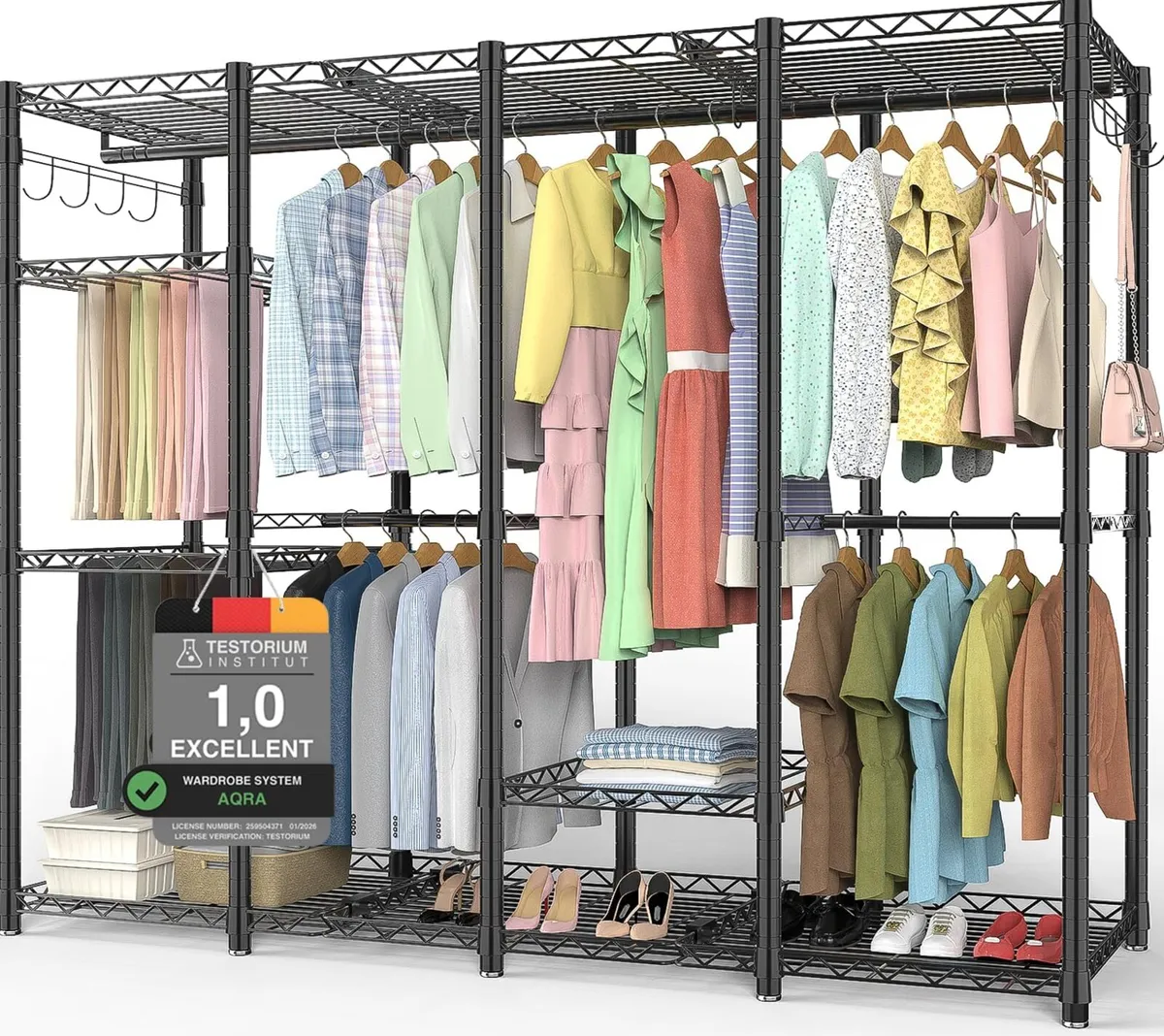 Metal Open Wardrobe Heavy Duty Clothes Rail - Image 1