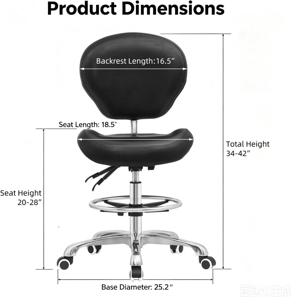 Adjustable Stools Drafting Chair: with Backrest - Image 3