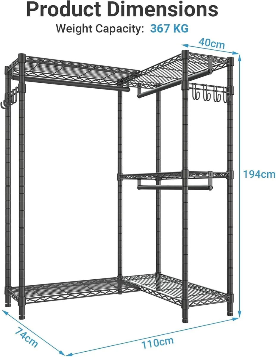 L4L Shaped Clothes Rail for Corner Freestanding - Image 2
