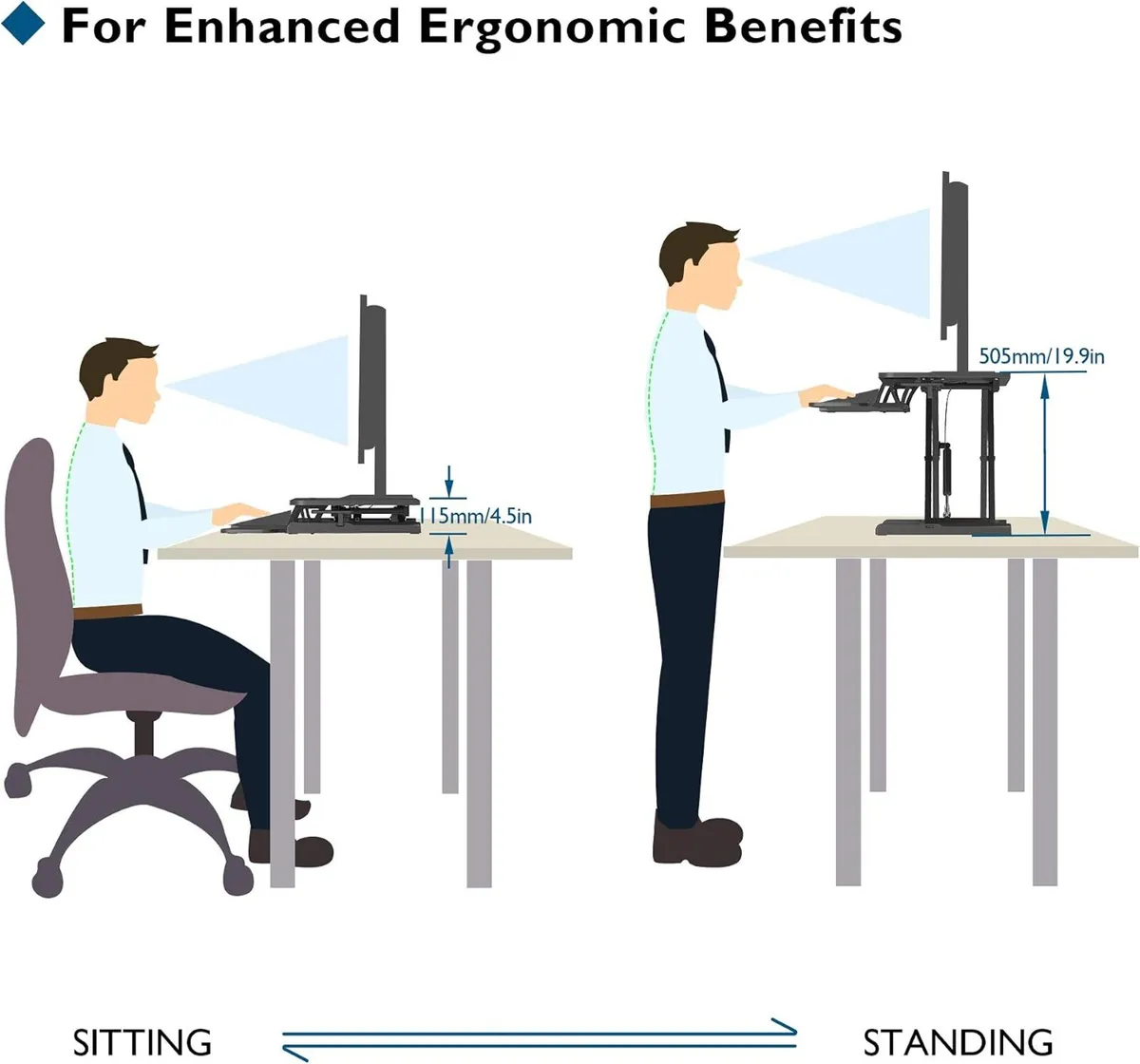 80CM Standing Desk Converter Dual-Tier Height - Image 4