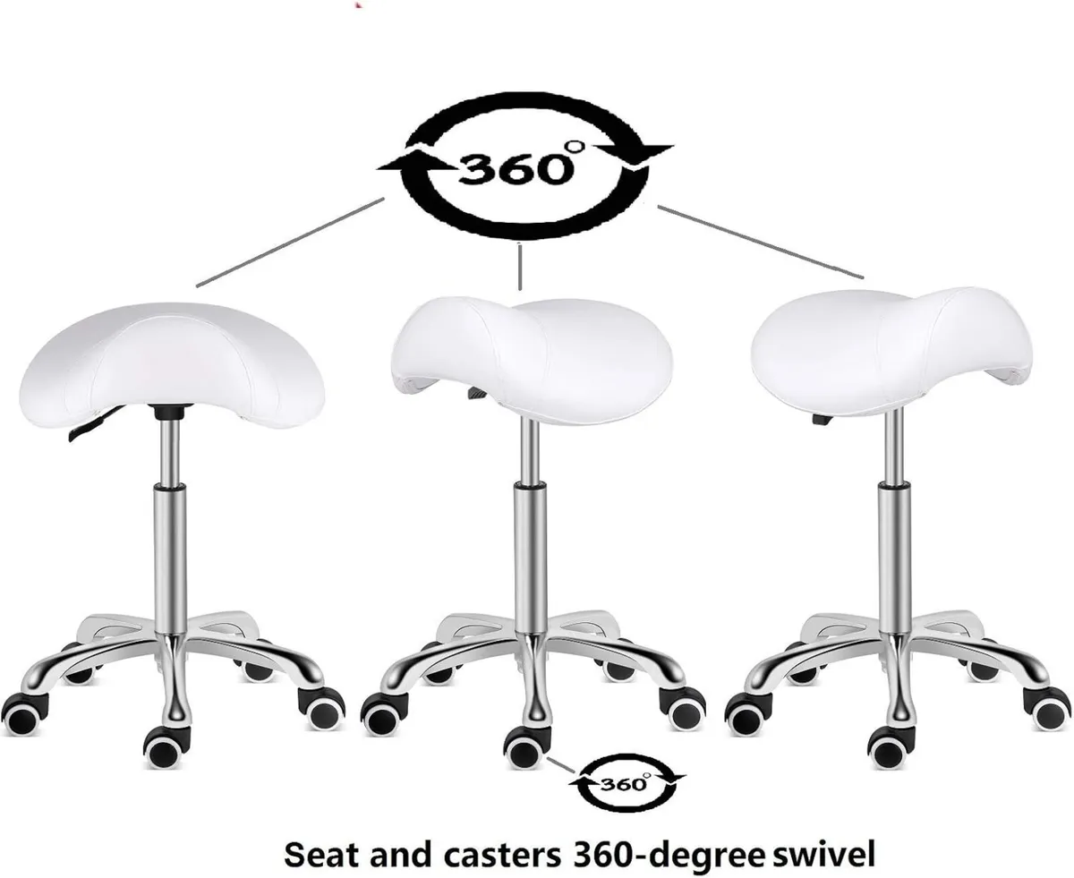 Stool Rolling Swivel Height Adjustable with Wheels - Image 4