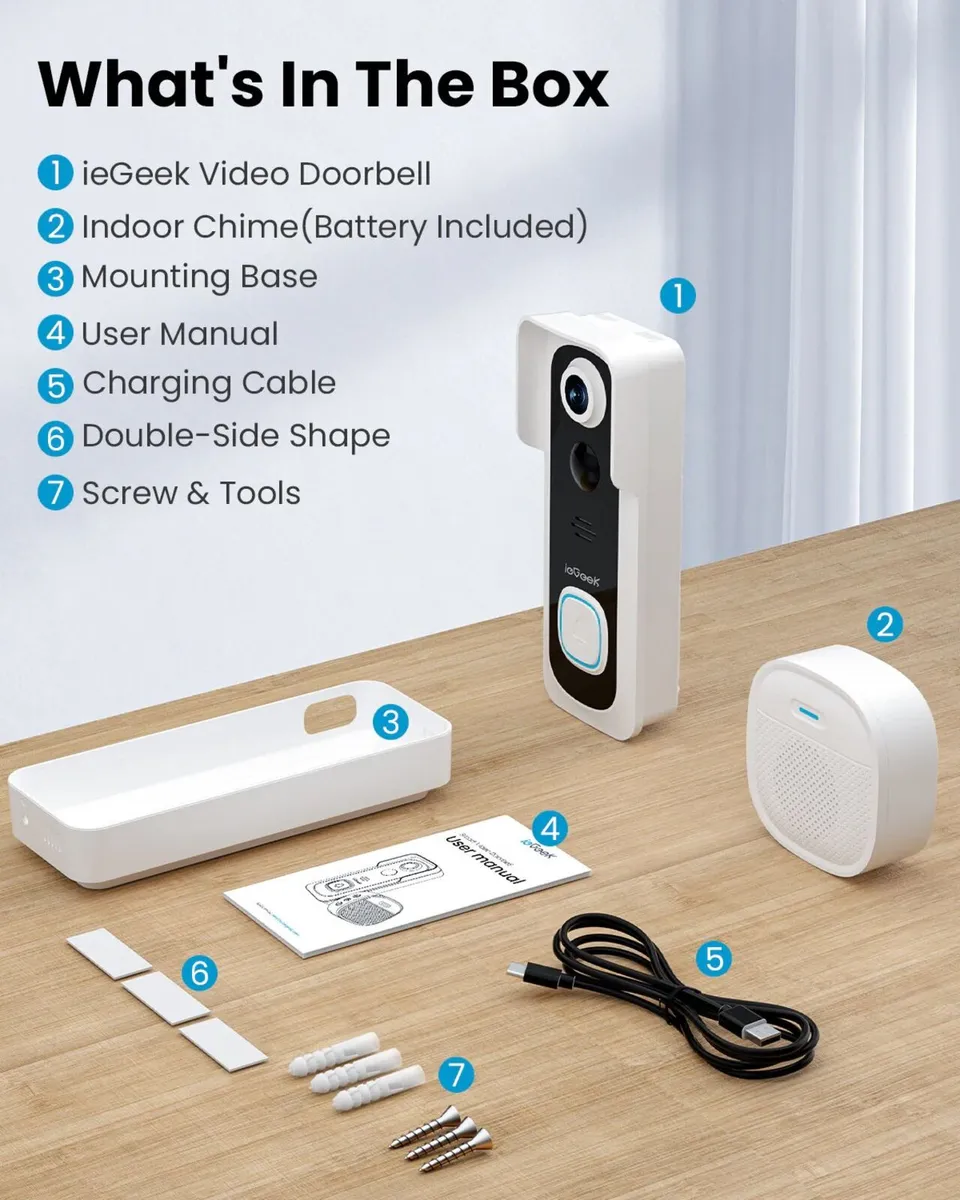 ieGeek Wi-Fi Full HD 1080p Smart Video Doorbell - Image 3