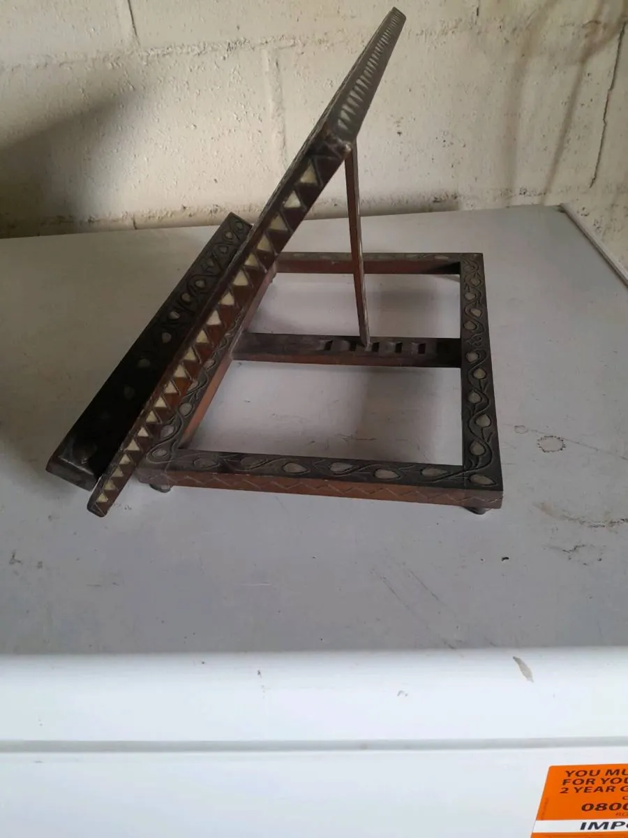 Antique mother of pearl inlayed book stand - Image 4