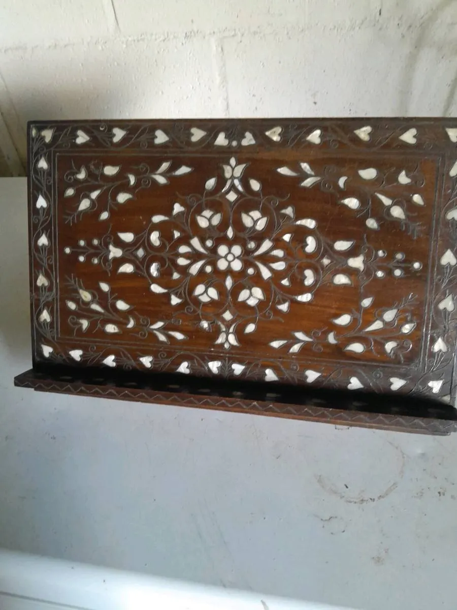 Antique mother of pearl inlayed book stand - Image 1