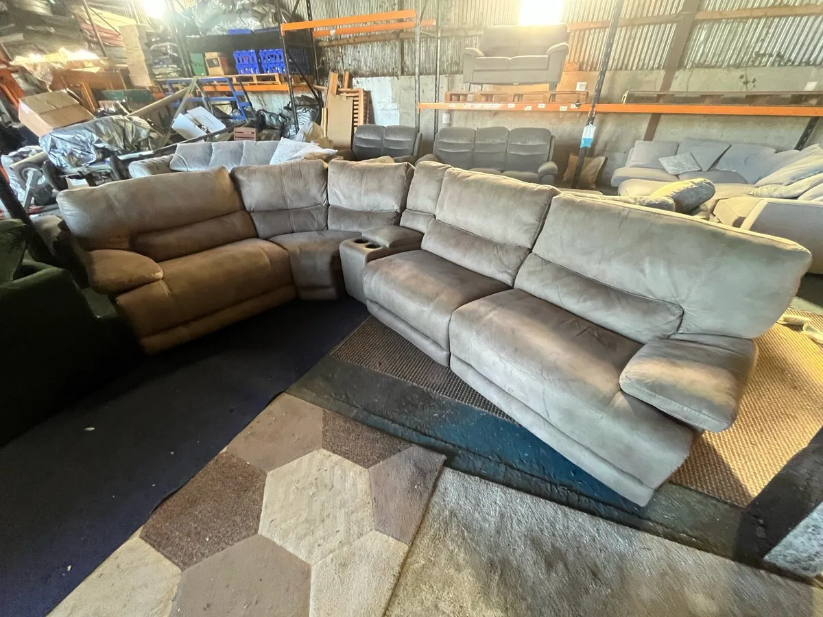 Beige manual recliner sofa - Image 1