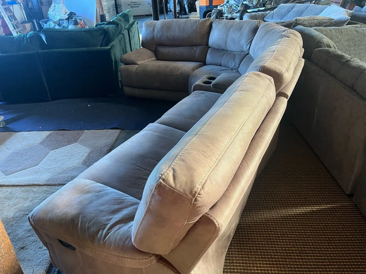 Beige manual recliner sofa - Image 3
