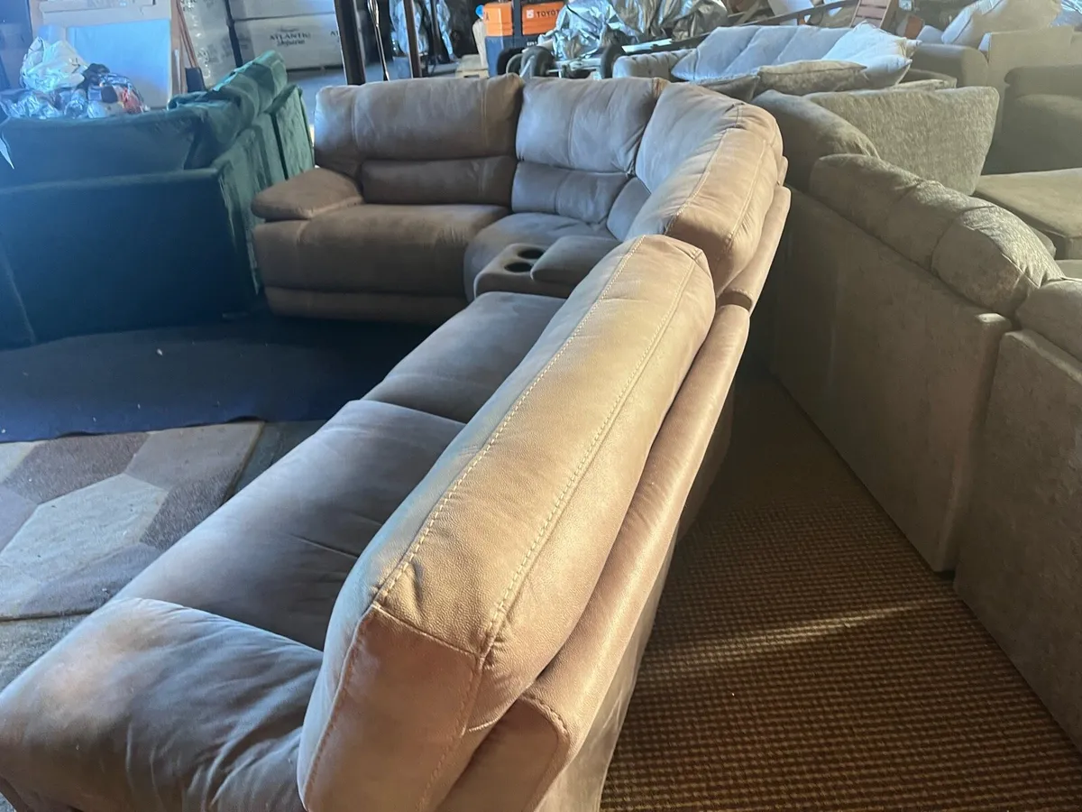Beige manual recliner sofa - Image 4