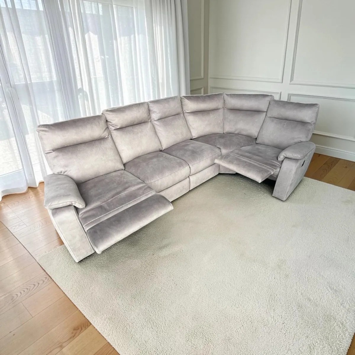 Grey corner manual recliner sofa couch - Image 1
